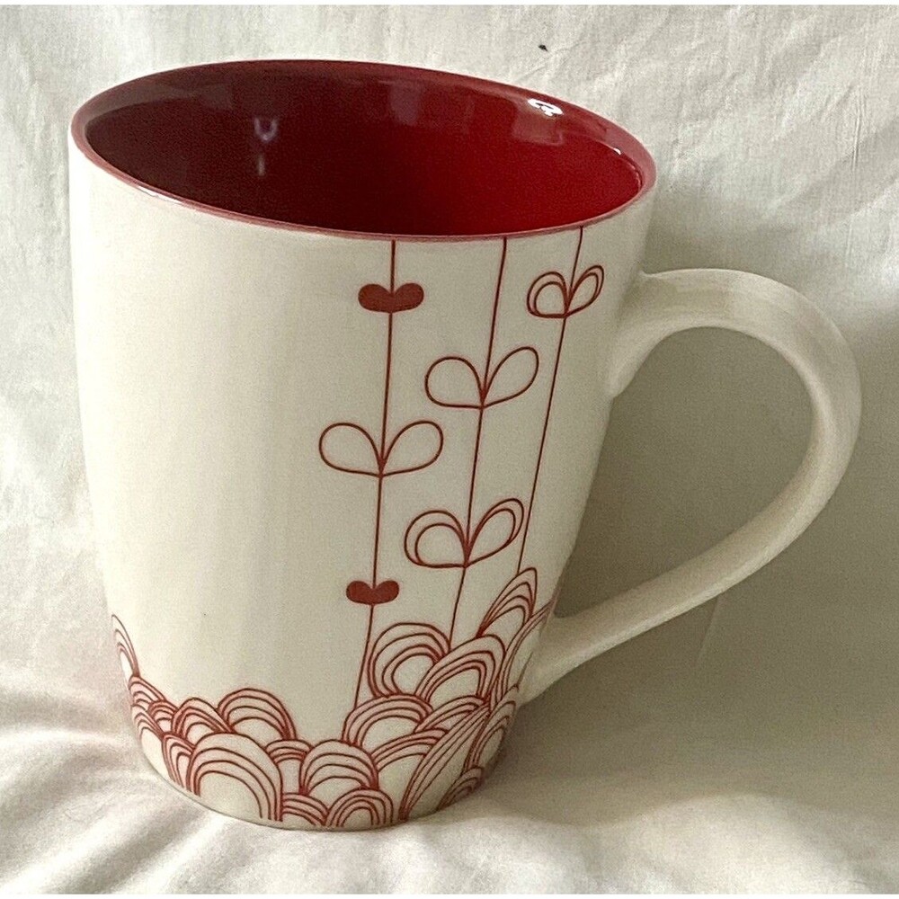 2009 Starbucks Love Red & White Heart On A String Bone China Valentine Mug